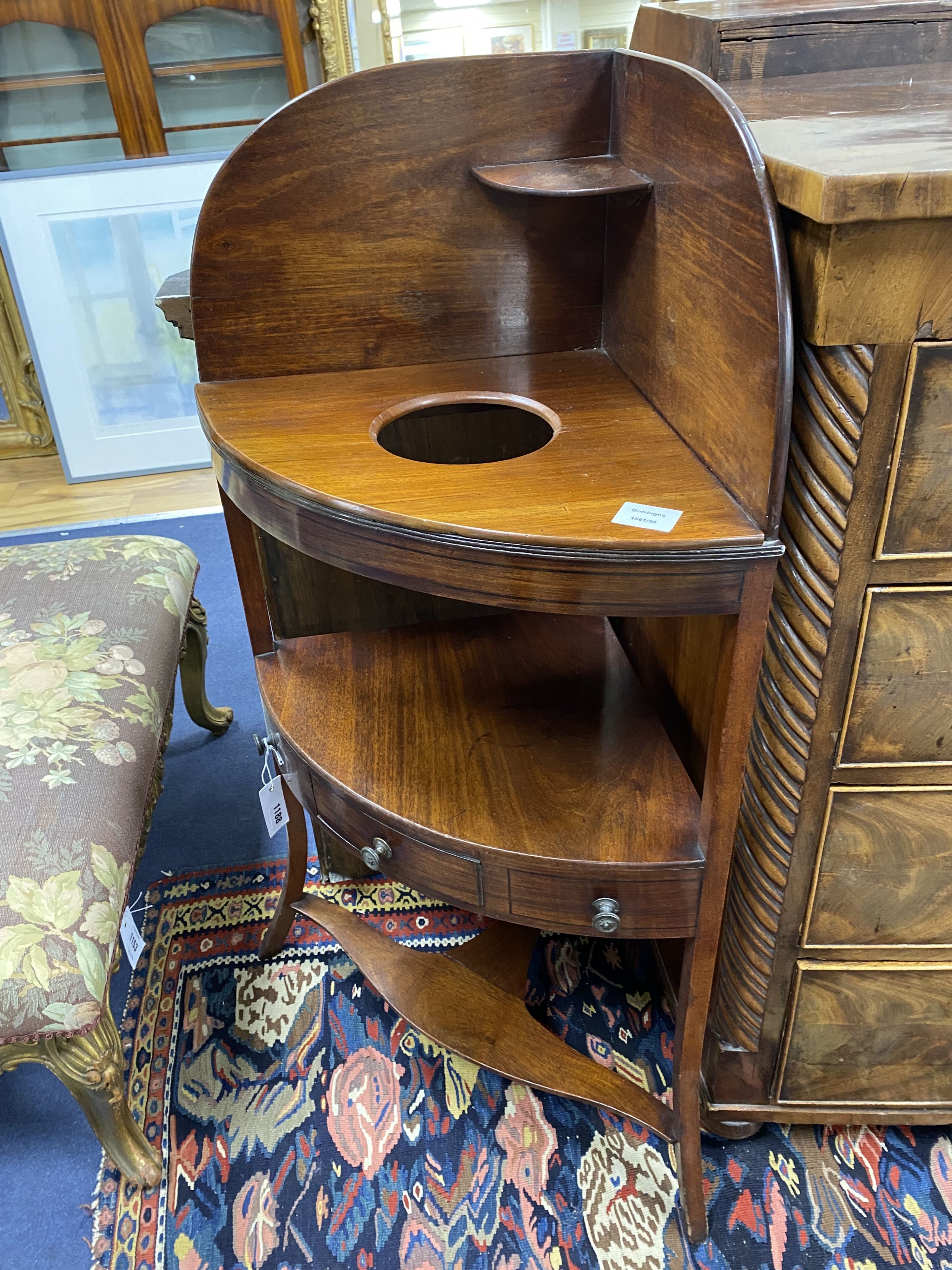 A Regency mahogany three tier washstand, width 58cm, depth 37cm, height 106cm